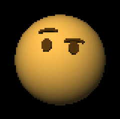 GAS でレンダリングした輪郭と眉と目のみの thinking face
